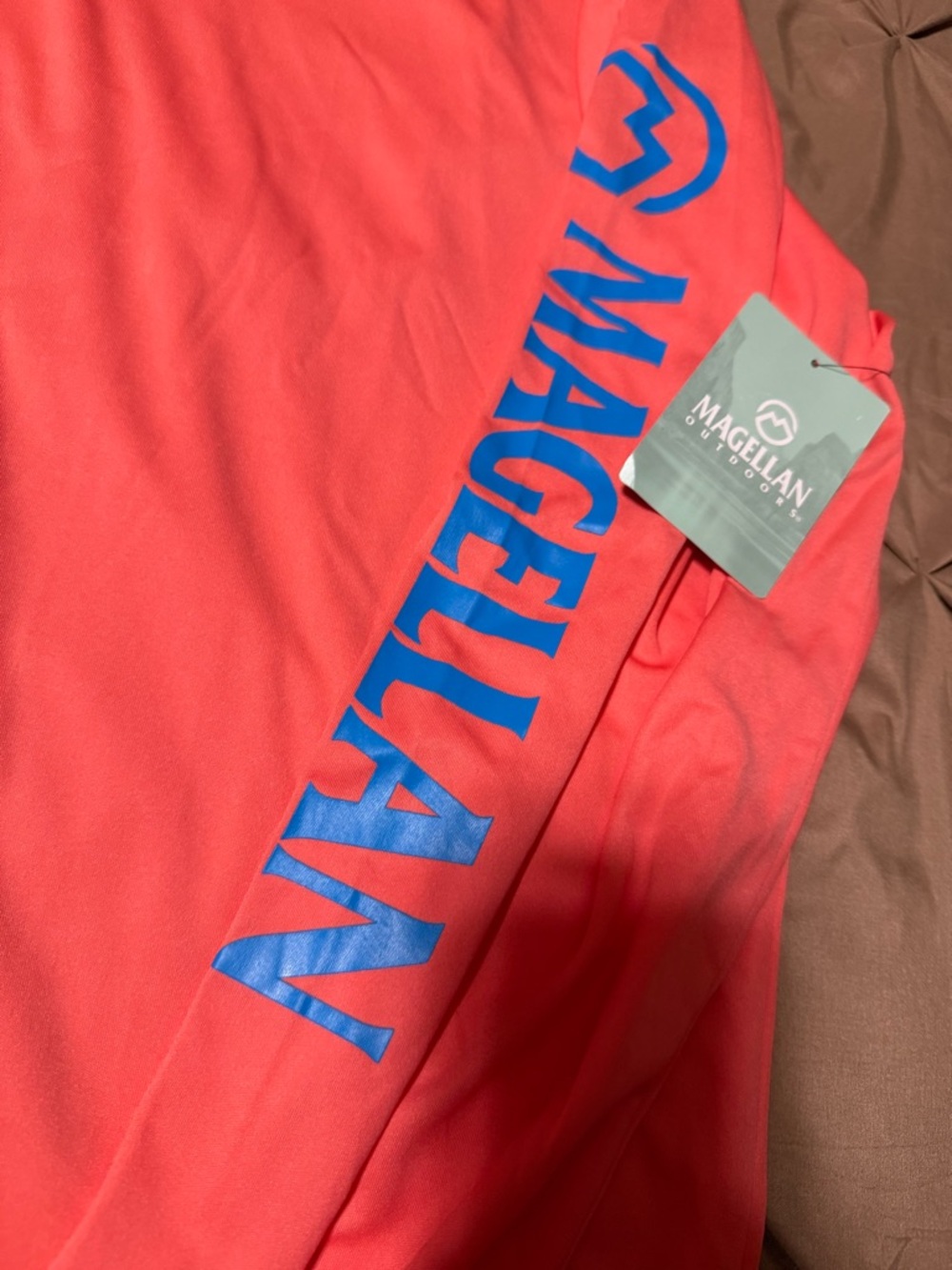 Magellan Outdoors Coral Crew Neck Long-Sleeve Shirt with Blue Neck Label